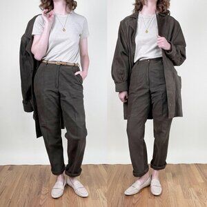 Vintage Suede Leather Matching Set Suit Oversized High Rise Long Unique Luxury